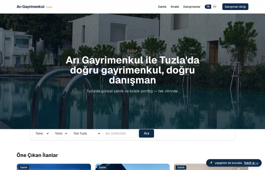 Klasik kurumsal emlak sitesi tasarımı