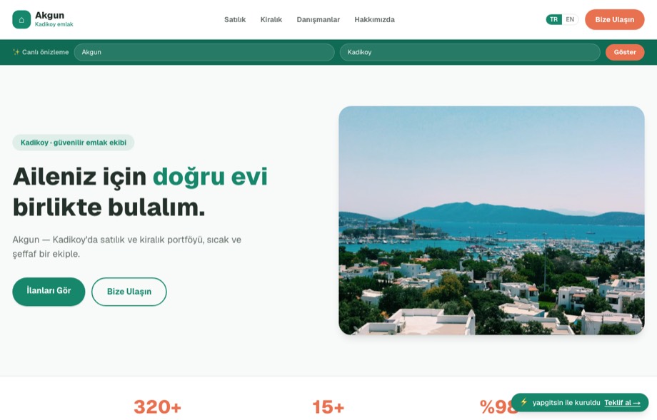 Sıcak erişilebilir emlak sitesi tasarımı