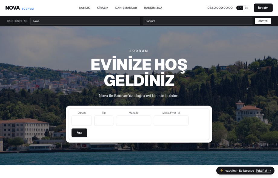 Bold modern emlak sitesi tasarımı